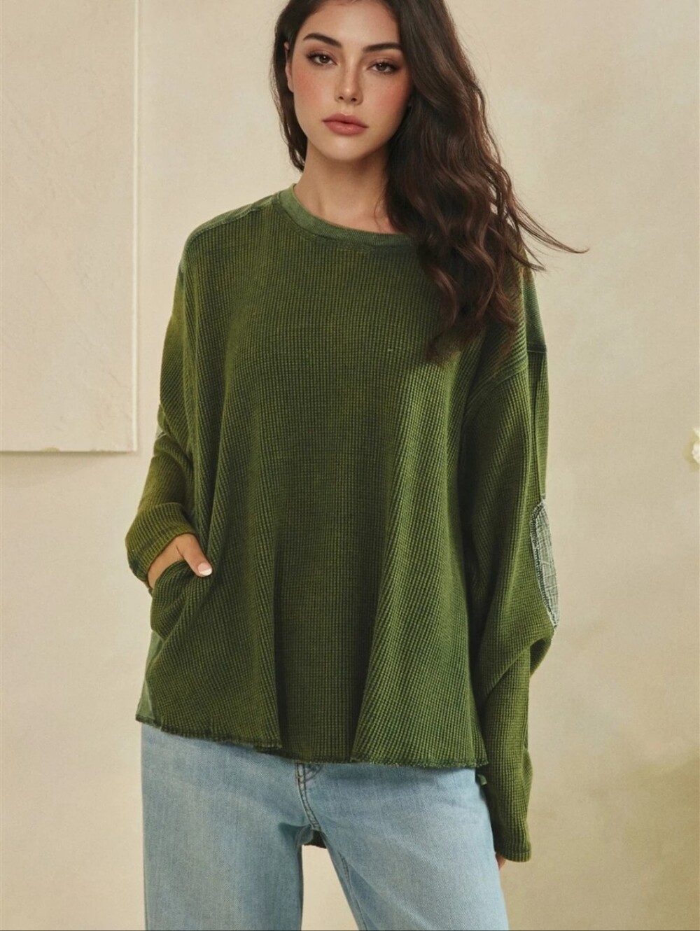 #1804 Oli & Hali Olive Grove Waffle Knit Top